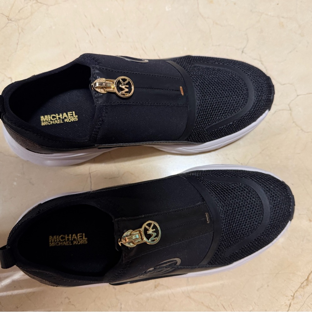 Michael Kors Woman’s  Black and Gold Slip-On Sneakers
